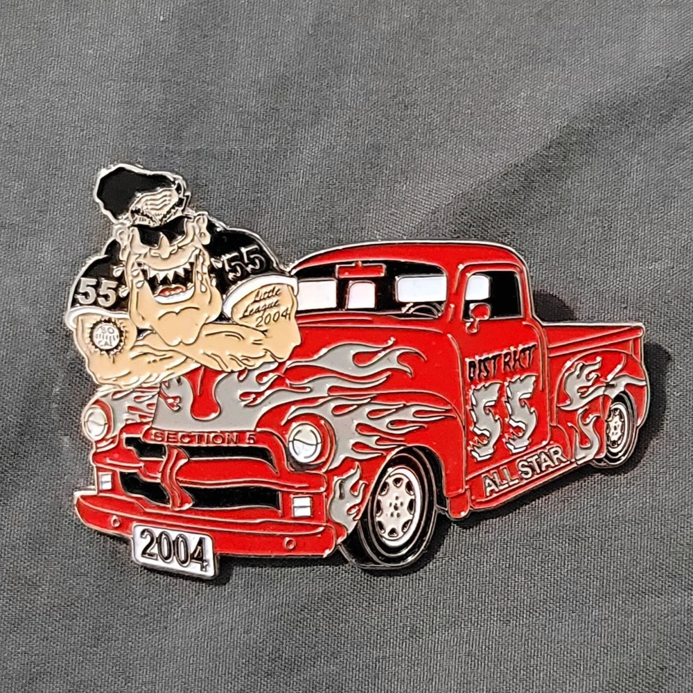 Vtg 2004 Elvis Hot Rod Little League Large Lapel Pin
